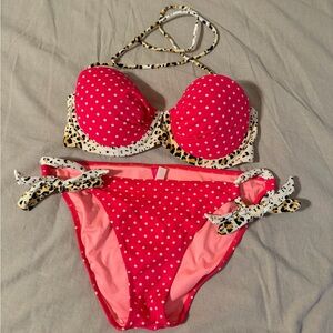 Victoria's Secret Red and Leopard Print Bikini